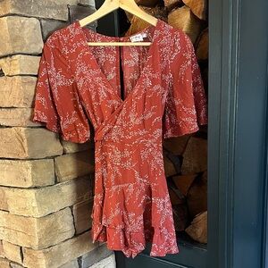 Floral Red Romper